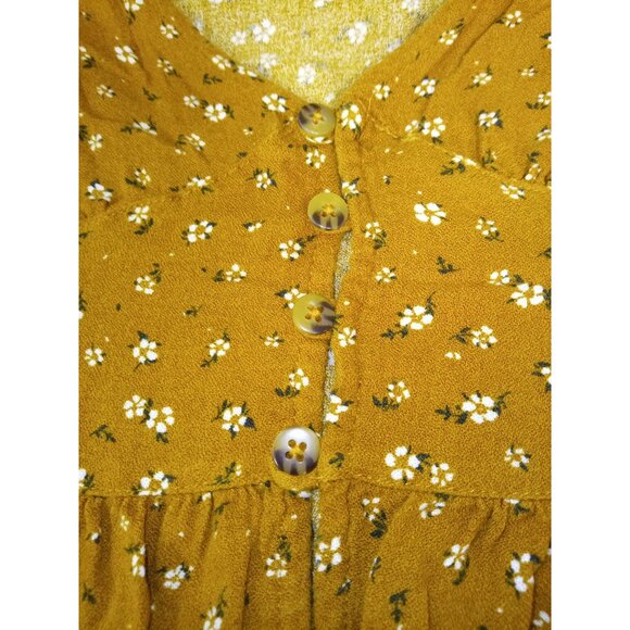Wild Fable Junior's Mustard Yellow/White Floral V-Neck Crop Top Size Medium - Picture 5 of 7